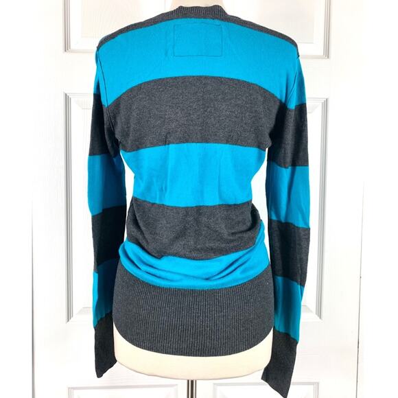 PAC Sun Chunky Stripe V-neck Knit Pullover Sweater - Picture 8 of 13